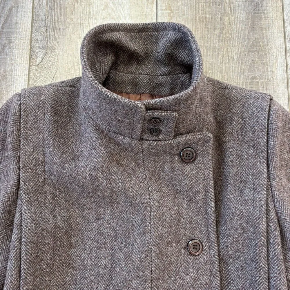 Vintage Jill Jr Womens Herringbone Wool Coat Size M/L 60s Union Made USA Classic - Picture 10 of 16